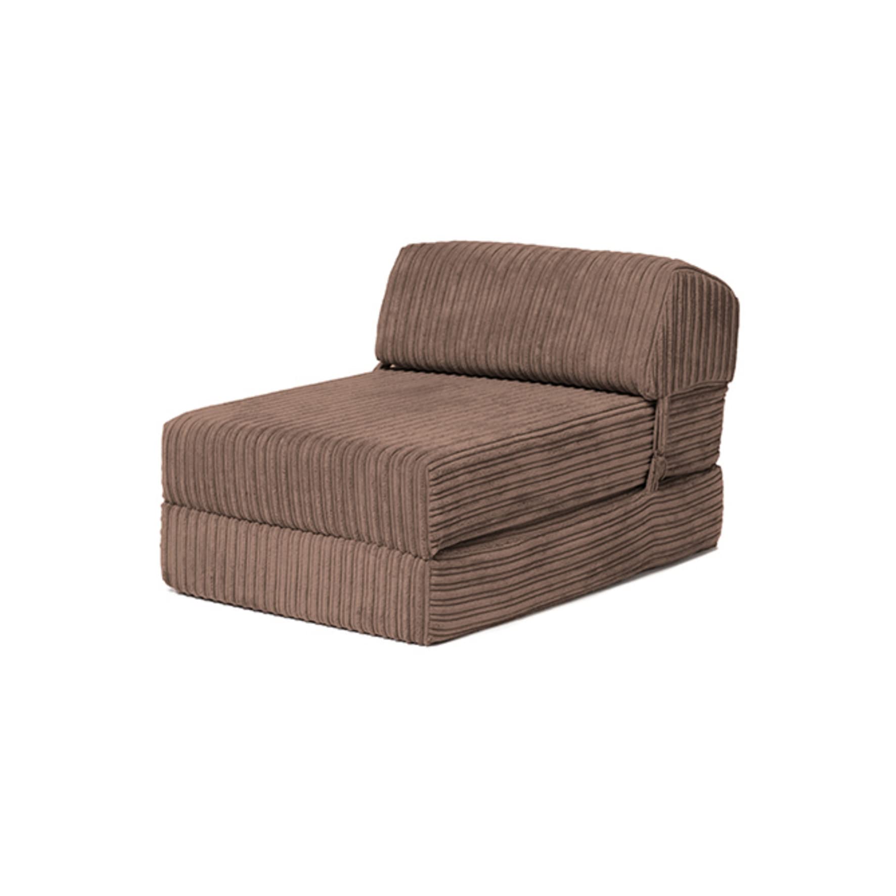 Loft 25 Futon Pliable Jumbo Cord Single Z-Bed Matelas Sofa | Sleepover Guest Salon | Soft et Confortable Chaise | léger et Durable | Qualité Cordon Tissu Meuble (Moka)