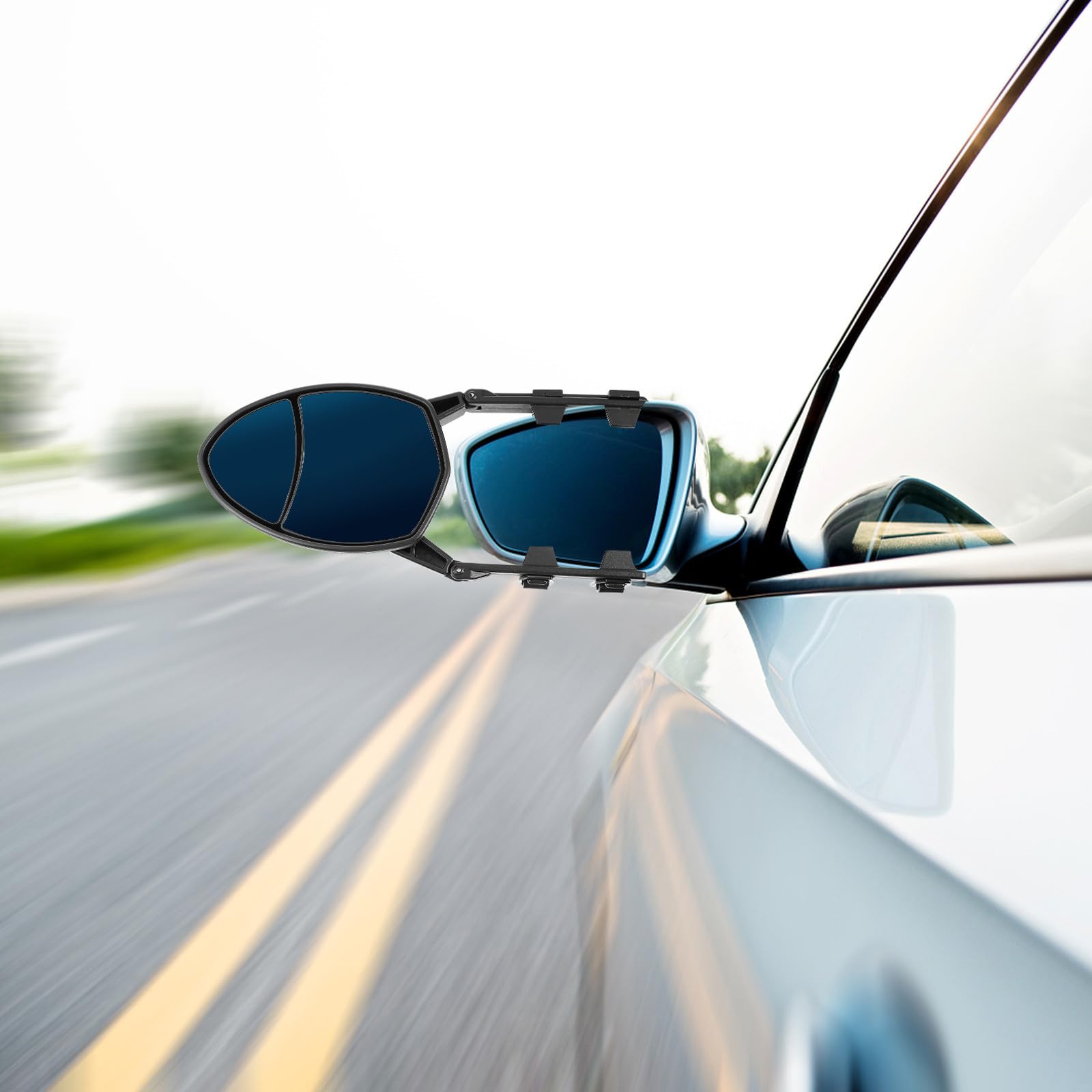 Espejo Abs Alargada, Material y Vidrio Instalación Fácil Retrovisor Estructura Vista Amplia para Remolque Caravana para Vehículos y Trailers