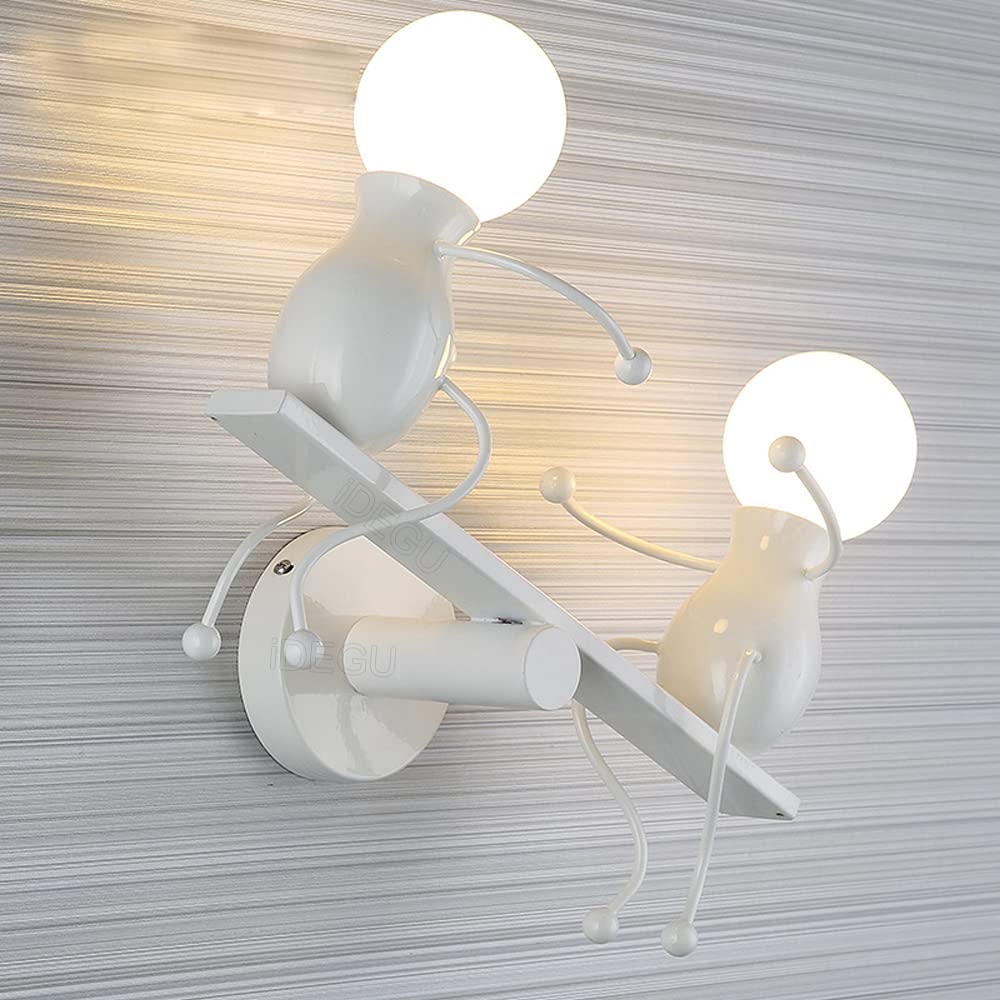 Lot 2 Appliques Murales Humanoïde IDEGU - Lampe Murale Balançoire Moderne Pour Chambre Enfant