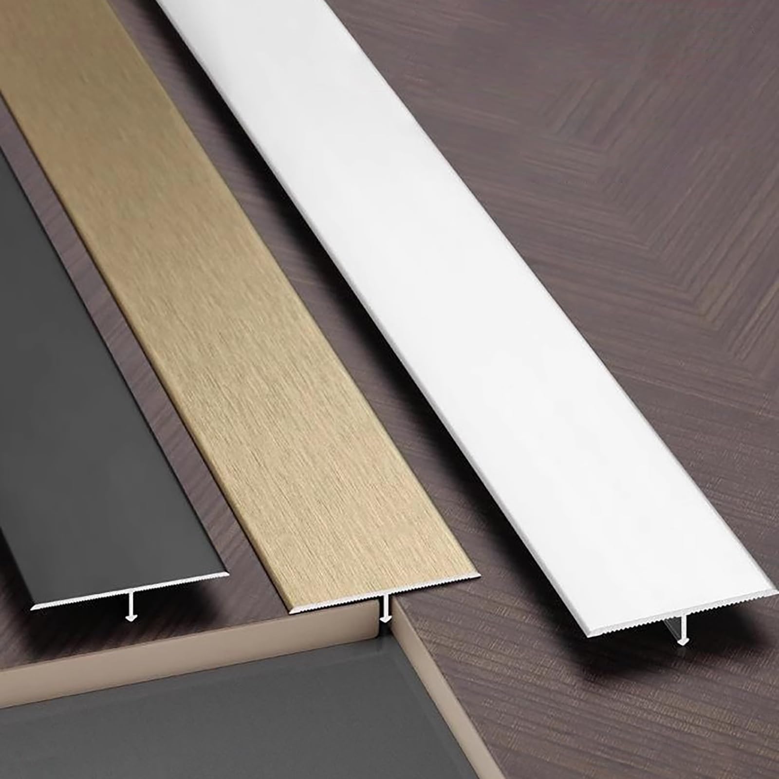 Raouoae 3 Pieces 90cm Aluminum Door Transition Strip - T-Profile Floor Divider For Laminate, Parquet, Vinyl Flooring - Durable Floor Transition Rail For Smooth Surface Transition(Pistolengrau,Breite: