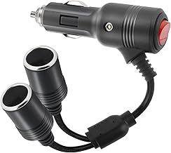 Cigarette Lighter Socket 12 V Cigarette Lighter Extension with Plug and Socket, Extension Cable for Car, 16AWG Cigarette Lighter Adapter 12 V/24 V (0.2 Metres)