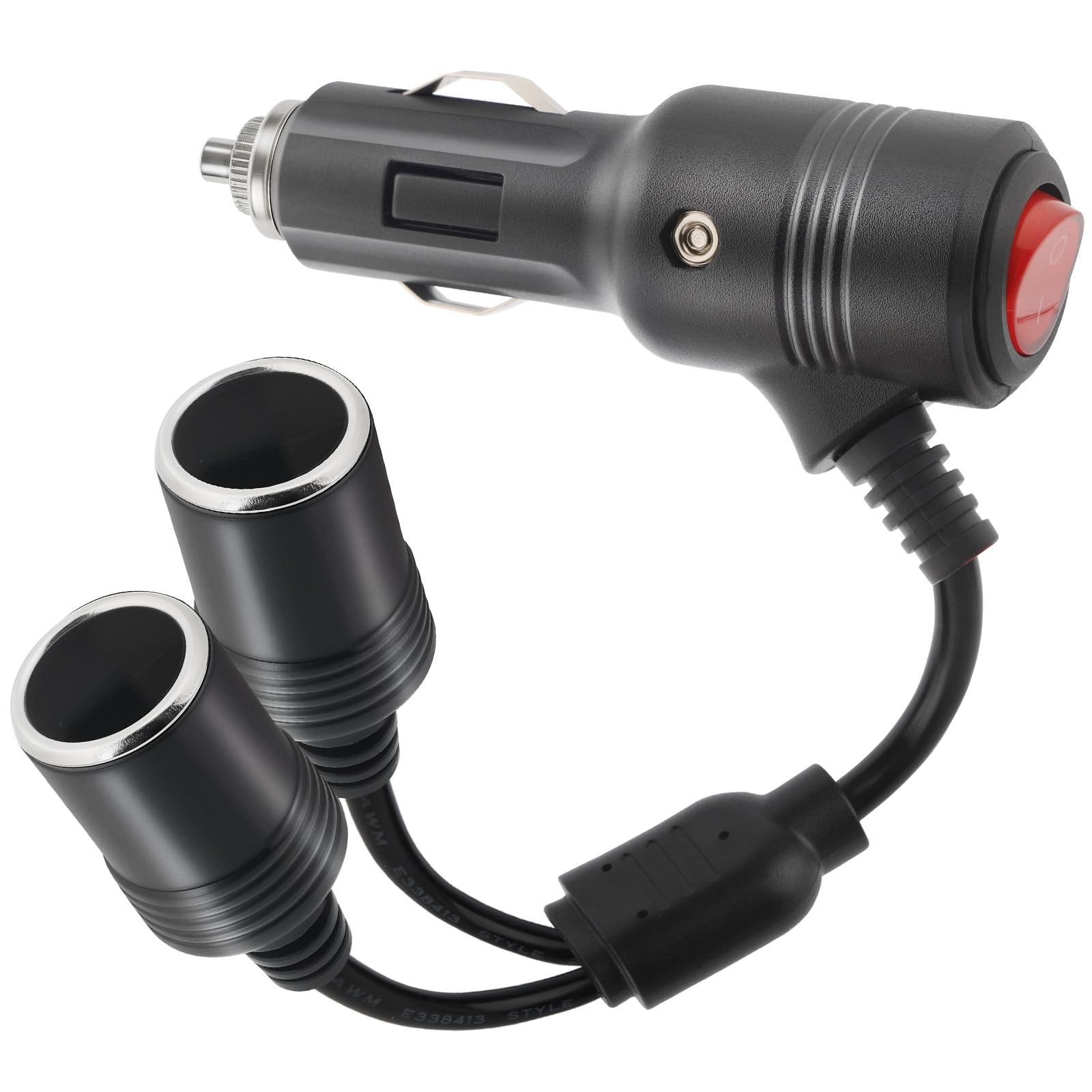 Auto Zigarettenanzünder Verteiler, 12V Stecker und Buchse Verlängerungskabel mit Schalter, 1 bis 2 KFZ Zigarettenanzünder Steckdose für 12V/24V Wohnwagen, Autos, LKWs（0.2M）