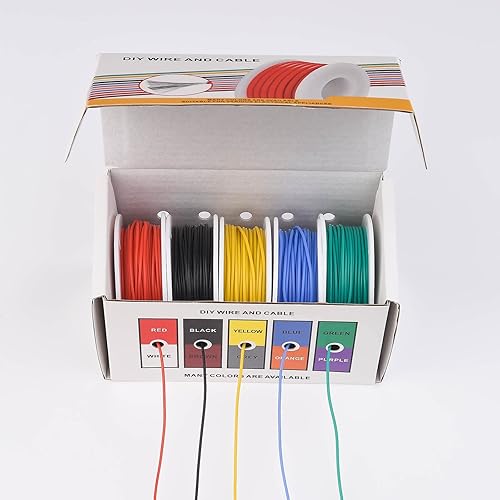 Miniatura 5 de Cable eléctrico trenzado de 30 AWG, cables de cobre estañado calibre 30, kit de cables eléctricos de silicona flexible OD 0.043 in, 5 colores de