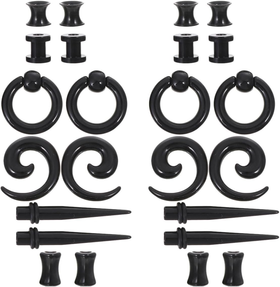 2 Sets Black 6mm Acrylic Ear Expander Tapers and Plugs Body Piercing Kit Ear Stretching Tunnels for Women and Men