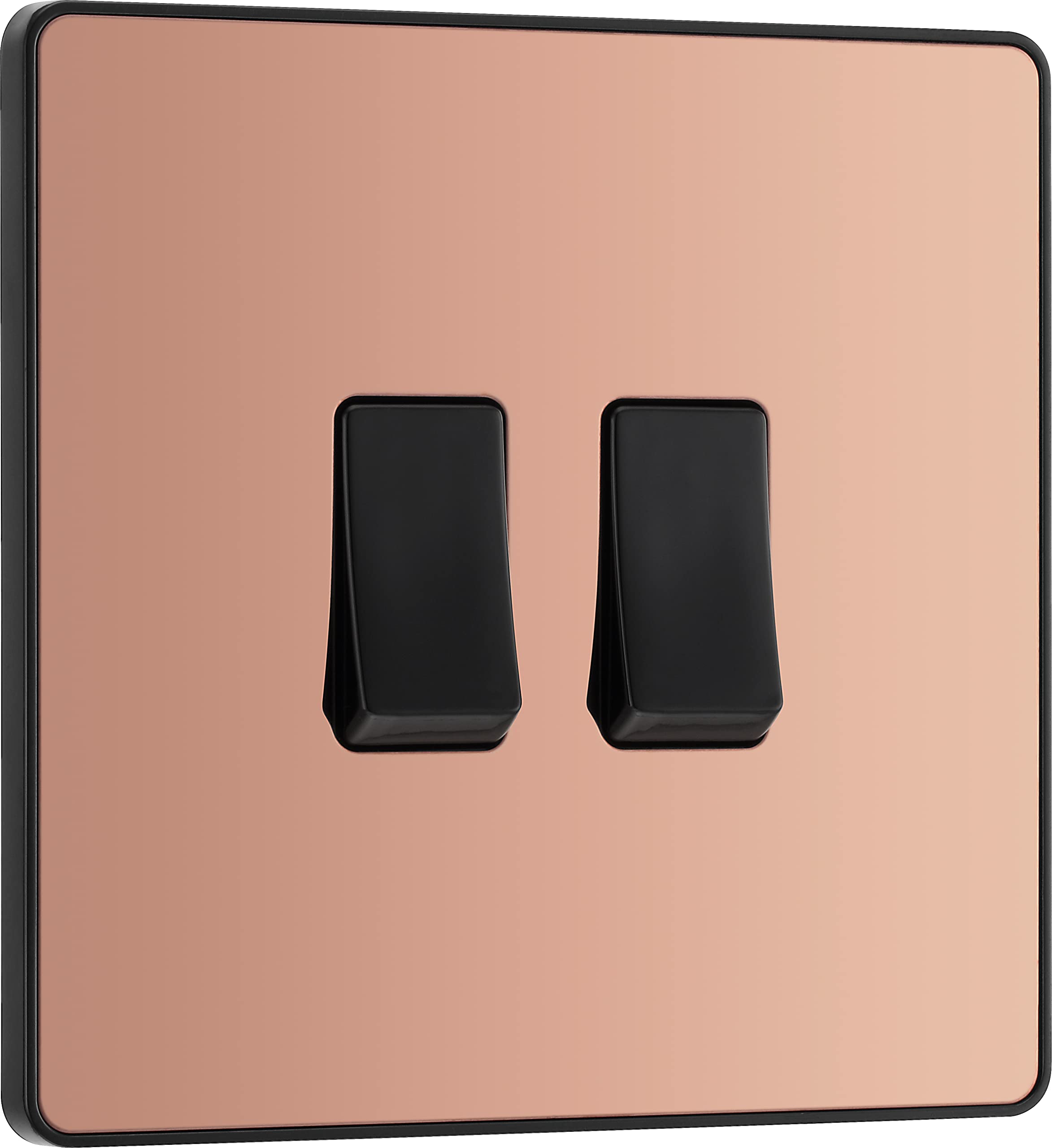 British General 20A 2 Way 2 Gang Double Light Screwless Switch Gloss Copper Effect from B&Q