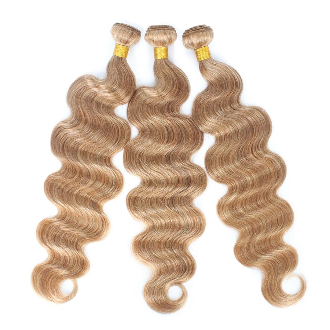 Brazilian Body Wave Human Hair Bundles Blonde Extensions 1-4 Pcs Double Weft