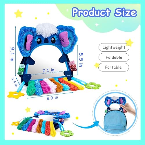 Miniatura 8 de Espejo para el tiempo de barriga, juguete de espejo de bebé Koala morado con mordedores, juguetes para recién nacidos, espejo de piso plegable,