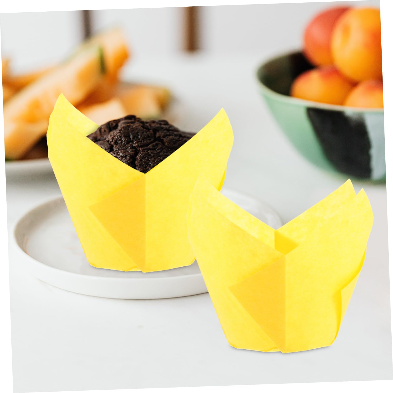 Ciieeo 300piezas Capacillos De Papel Para Forma De Loto Resistentes Al Calor y Aceites Para Muffins y Postres Color Naranja