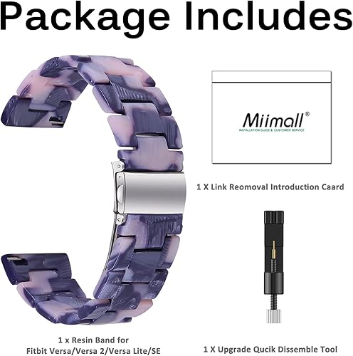 Miniatura 8 de Miimall Compatible con Fitbit VersaVersa 2Versa LiteSE, correa de resina elegante y ligera de acero inoxidable, correa de repuesto para Fitbit