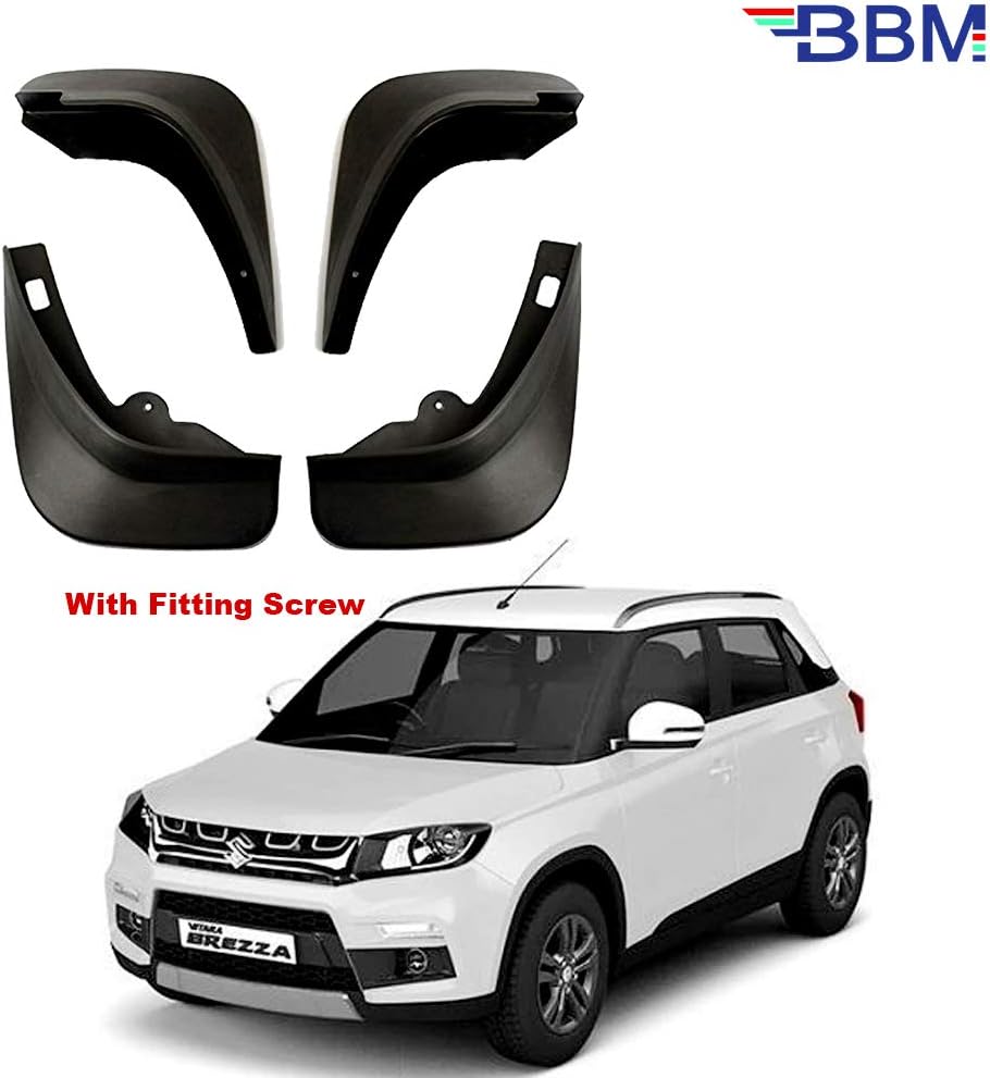 BBM Unbreakable Heavy Car Mud Flaps Splash Guard Mudguard for Maruti Suzuki Brezza [Set of 4]