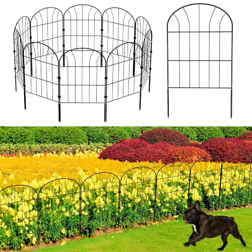Dekorativer Gartenzaun Metall (10 Paneele, 61 cm x 33 cm, Gesamtlänge 3,3 m), Steckzaun ohne Graben, Wetterfester Grenzzaun für Außenbereich, Beeteinfassung, Rasenkante & Wegbegrenzung