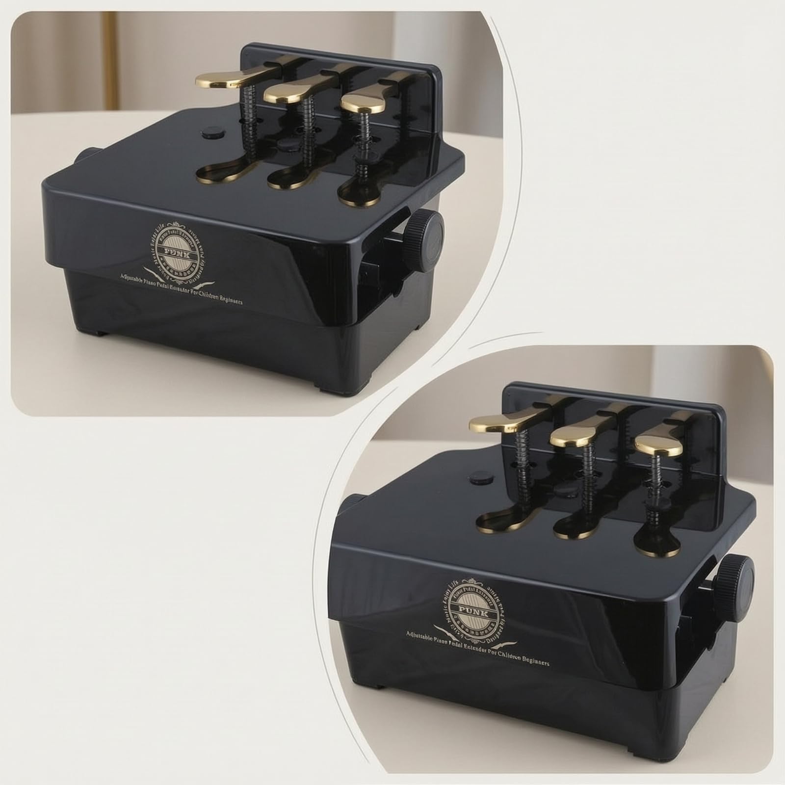 Sgabello per Bambini Pedaliera Pianoforte Regolabile con Tre Leve Pedali Assistente Piano Base Stabile Corpo Lucido Regolazione Laterale Materiale Acciaio Inossidabile Adatto a Scuola