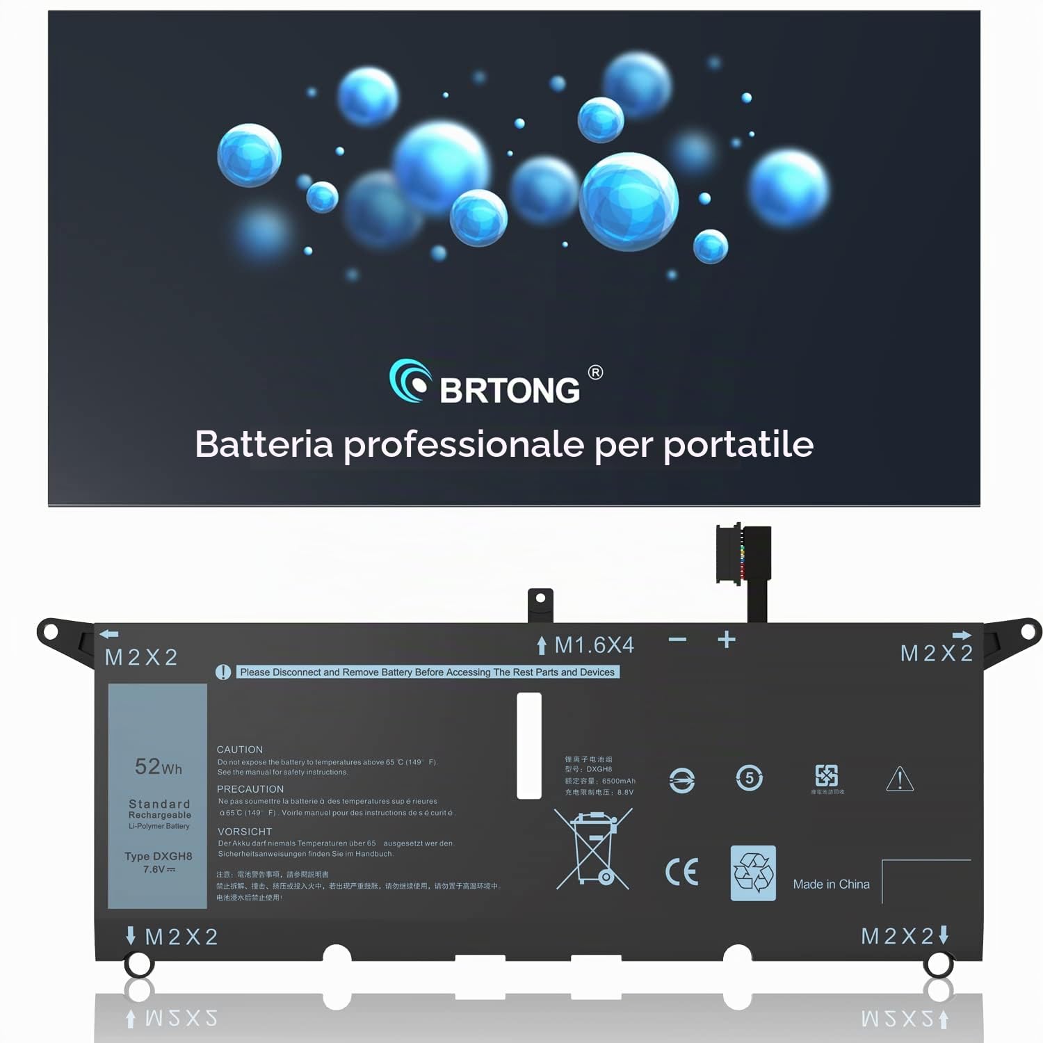 DXGH8 Batteria sostitutiva per Dell XPS 13 7930 9380 9370 13 7391 7390 2-in-1 7490 Latitude E3301 3301 Vostro 5391 5390 Series G8VCF G8VCF6C HK6N5 0H754V H754V P113G001 P82G P82G001