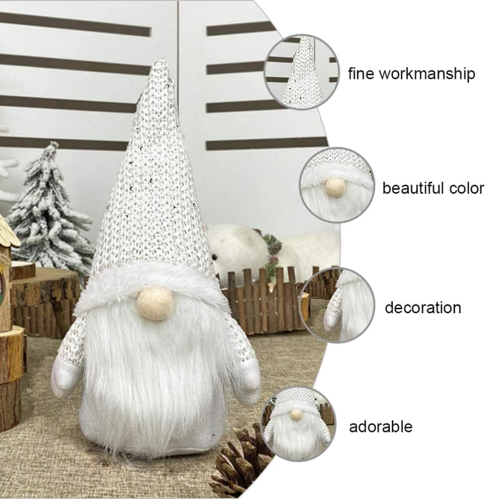 PRETYZOOM 3pcs Christmas Tomte Santa Ornament Fabric Scandinavian Swedish Santa Gnome Figurine Elf Doll Christmas Ornament Decor (Pink White Grey) - Image 3