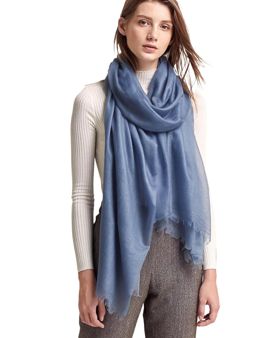 Damen 100% Kaschmir feder-leicht Ring Pashmina Schal Abendkleid Stola aus hauch-dünn 200 garn Cashmere Fäden