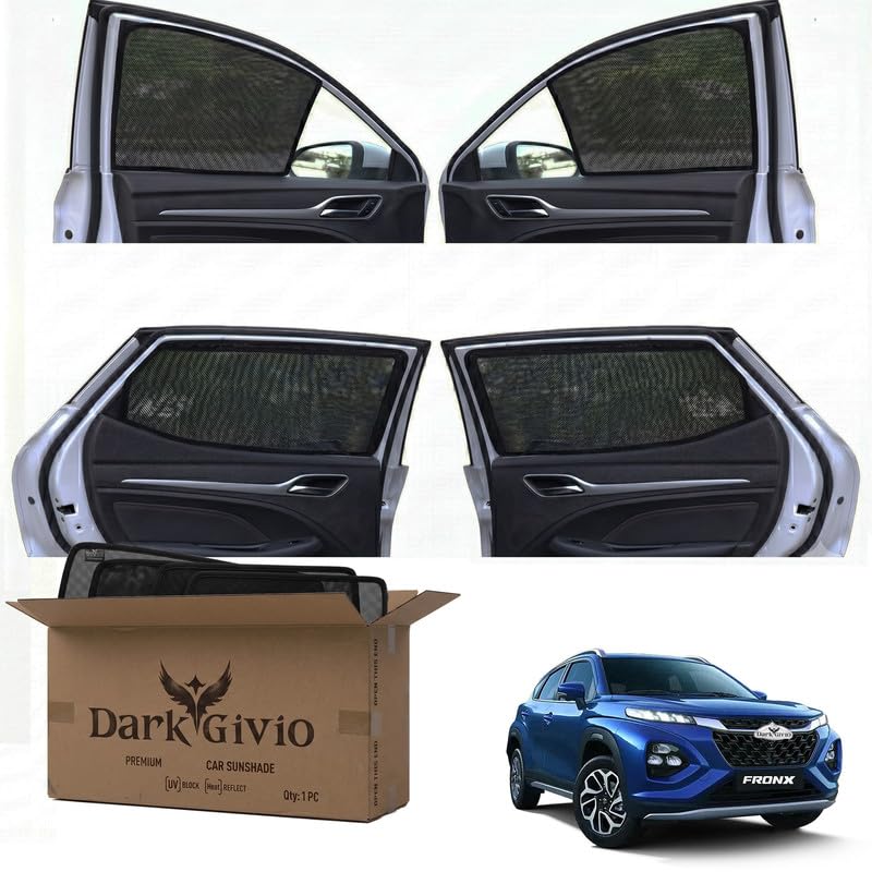 Image of Car Window Sun Shade Protector for FRONX | Exact Fit Non-Magnetic Half Cut Sunshade (Set of 4 /6) | UV Blocker Side Window Car Curtains & Interior Accessory