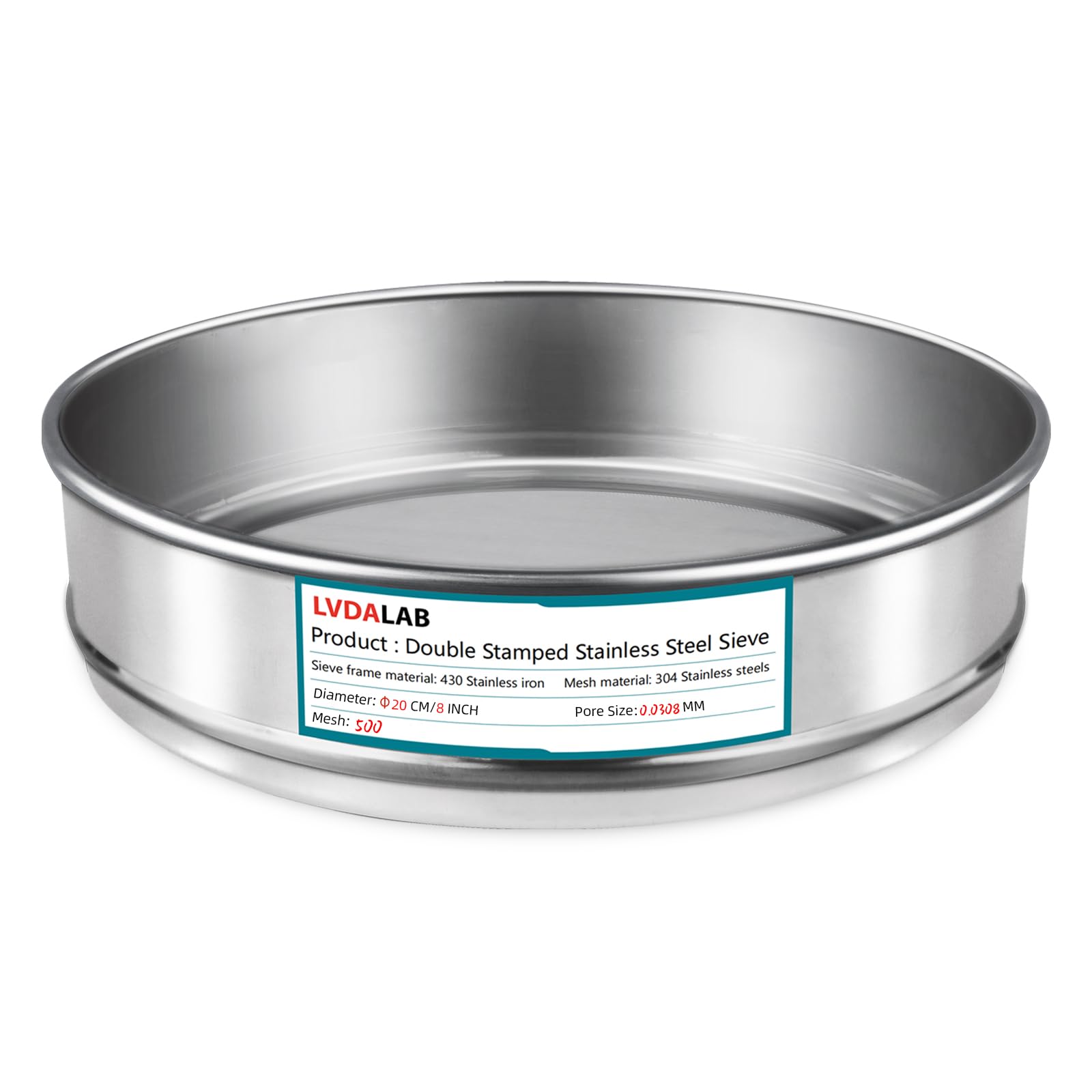 304 Stainless Steel Mesh Lab Sieve, 500 Mesh (0.03mm) Aperture Test Sieve, 7.9Inch(20cm) Diameter Analysis Sample Test Sieves for Industrial Laboratory-image-41