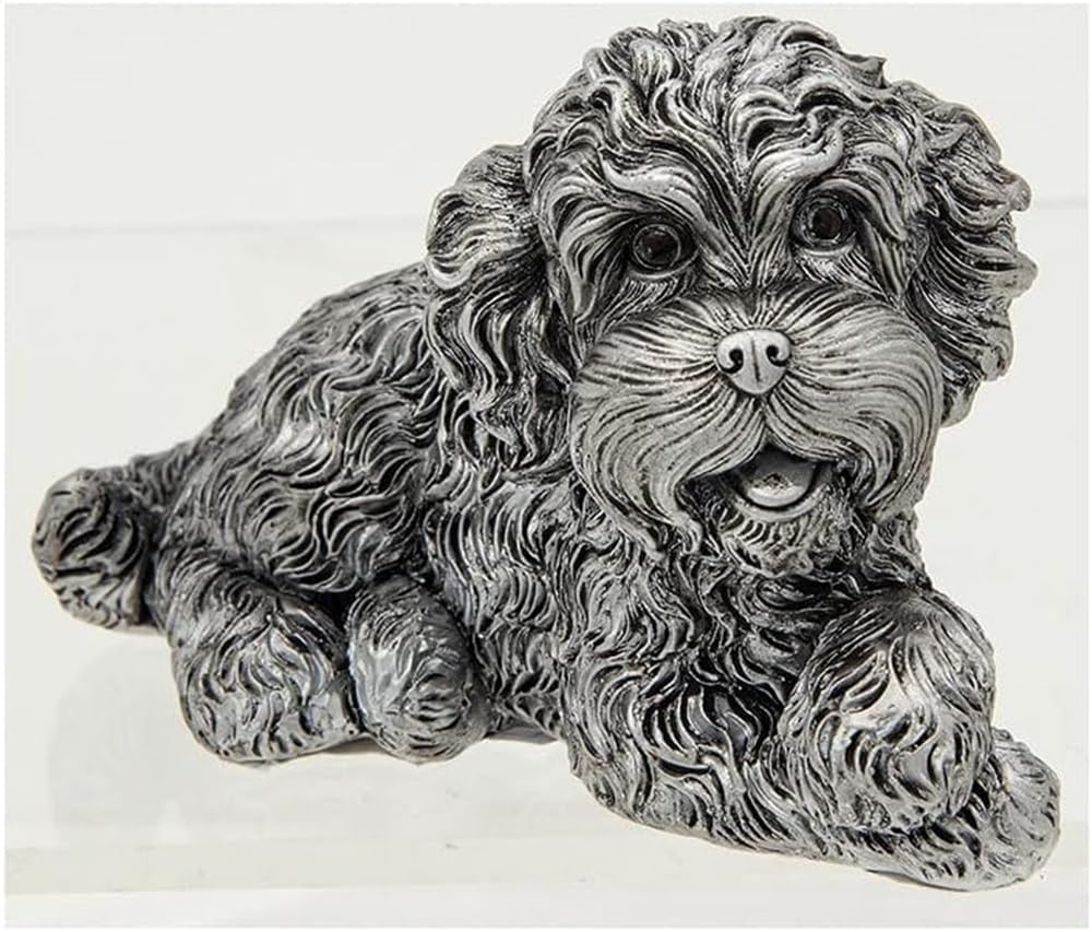 Shudehill Giftware Cockapoo Lying Dog Ornament Silver Coloured 10cm