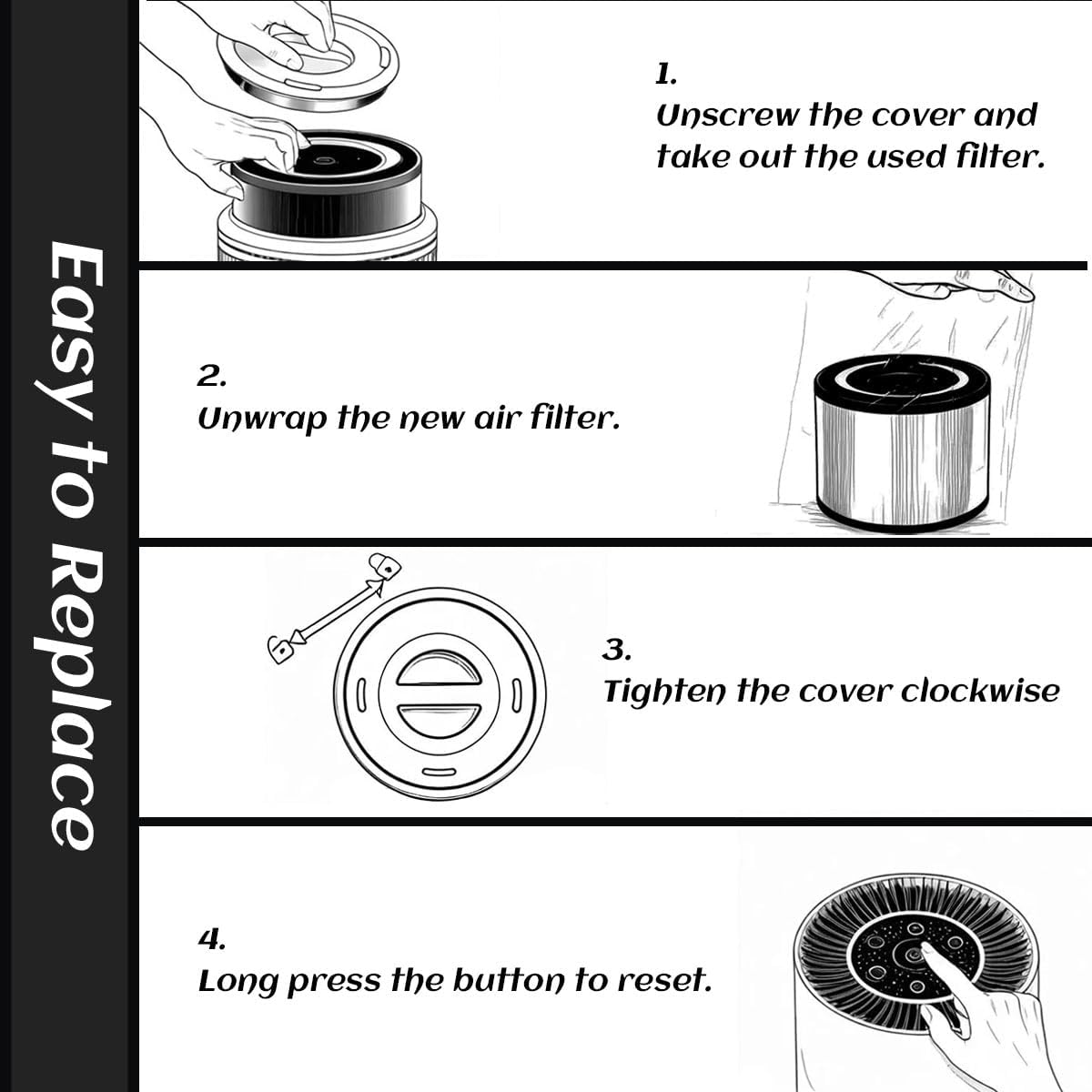 1-Pack AP-S0610L HEPA Replacement Filters for MOOKA AP-S0610L Air Purifier, 3-in-1 Filter with Pre-Filter & Activated Carbon for Smoke, Dust, Pet Dander & Odors - Image 6