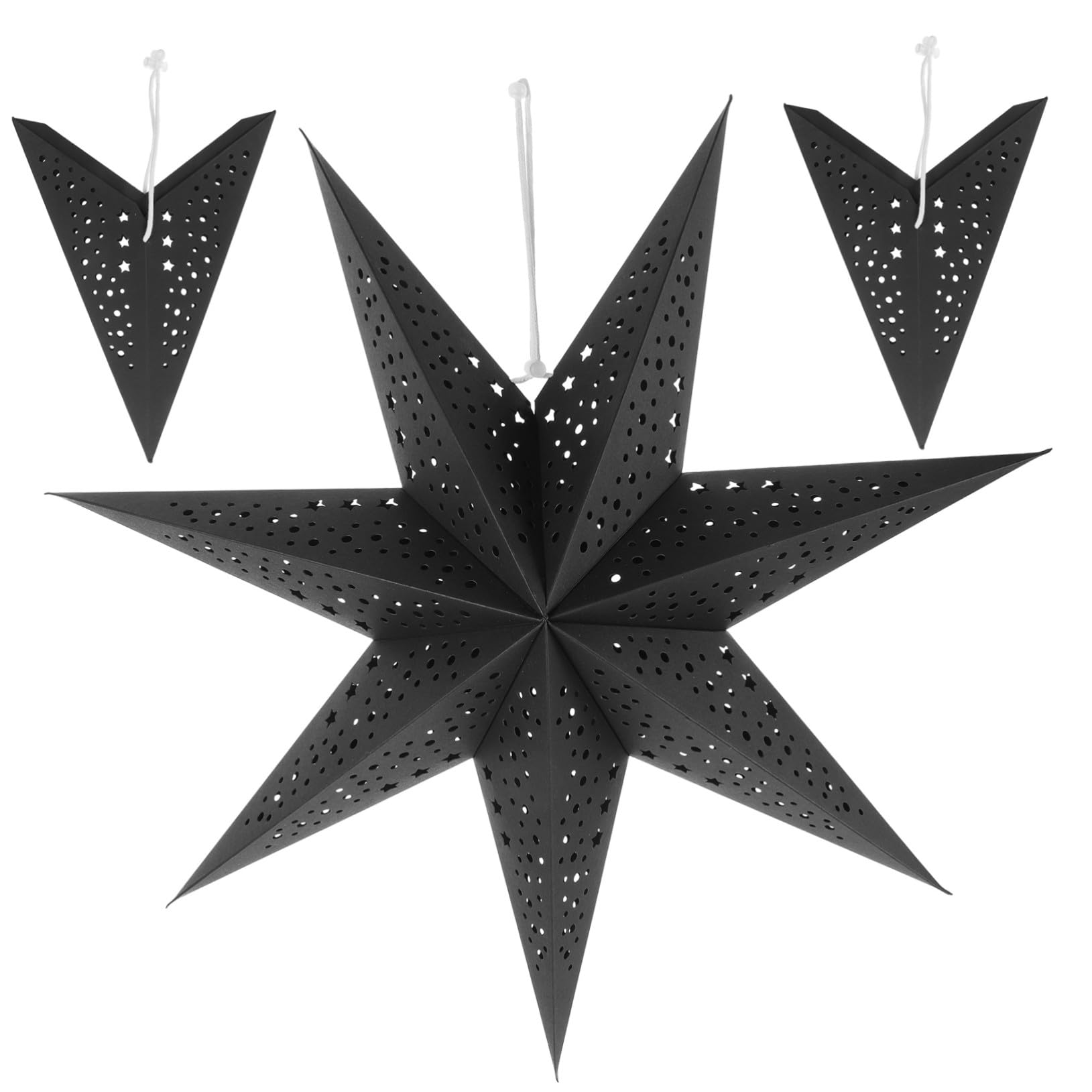 3 Pièces Abat-jour Étoile Papier pour Décoration Lumineuse Noël Lampe Suspendue Creuse Sept Branches Décoration Festive Intérieure pour Fête