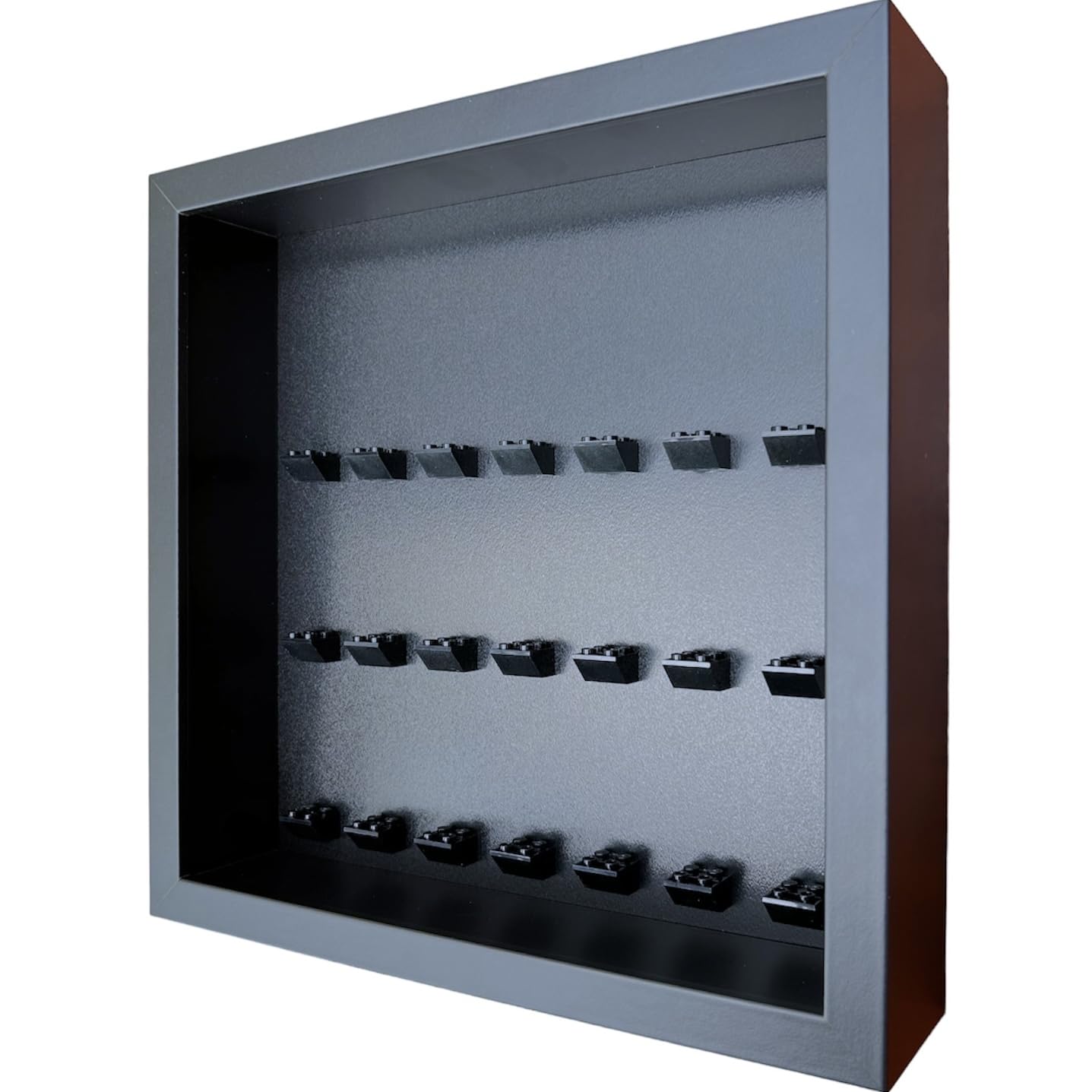 Frame Punk Minifigure Display Case - for 21 LEGO Minifigures - Dust Protection - Wall Mount or Free Stand - All Black