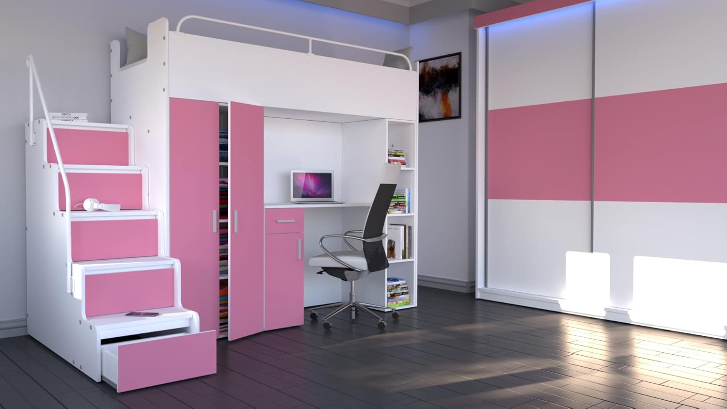 Modern Cabin High Sleeper Bed Bunk Bed Loft Bed Storage Mid Sleeper High Bed Wardrobe Desk