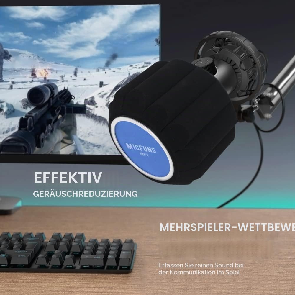 MF2 Mikrofon-Windschutzscheiben-Pop-Filter,Seitlicher Ausschnitt 45-60-mm Abgehängte Mikrofone SM7B, schallabsorbierender Schaumstoff, der Lärm und Reflexionen reduziert…