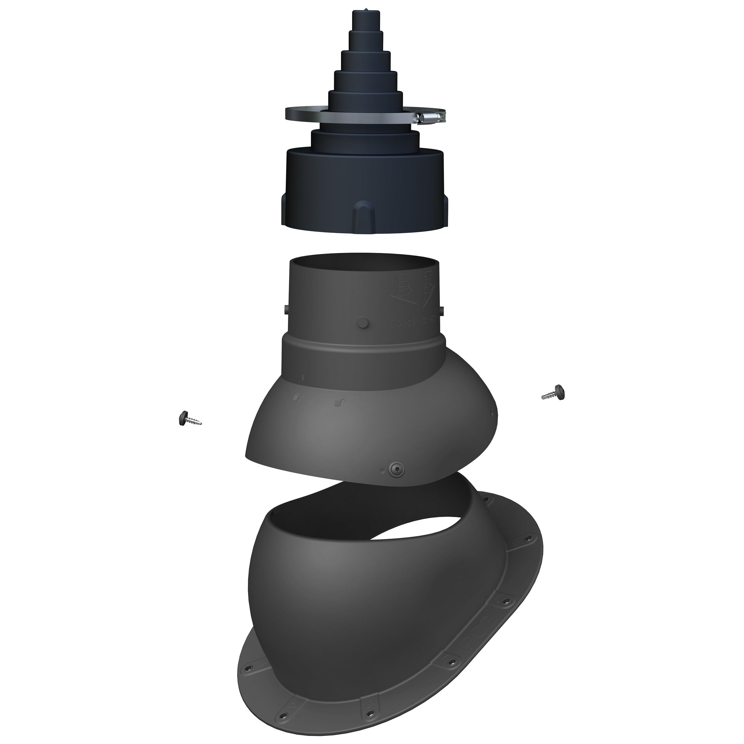 Dachdurchführung für Gerätemasten Ø19–90 mm – Braas - Rubin 13V Dachziegel für TV-Antenne, Satellit, Blitzschutz, Kommunikation, Dachdurchgang mit EPDM-Dichtung (RAL 7016 - Anthrazit)