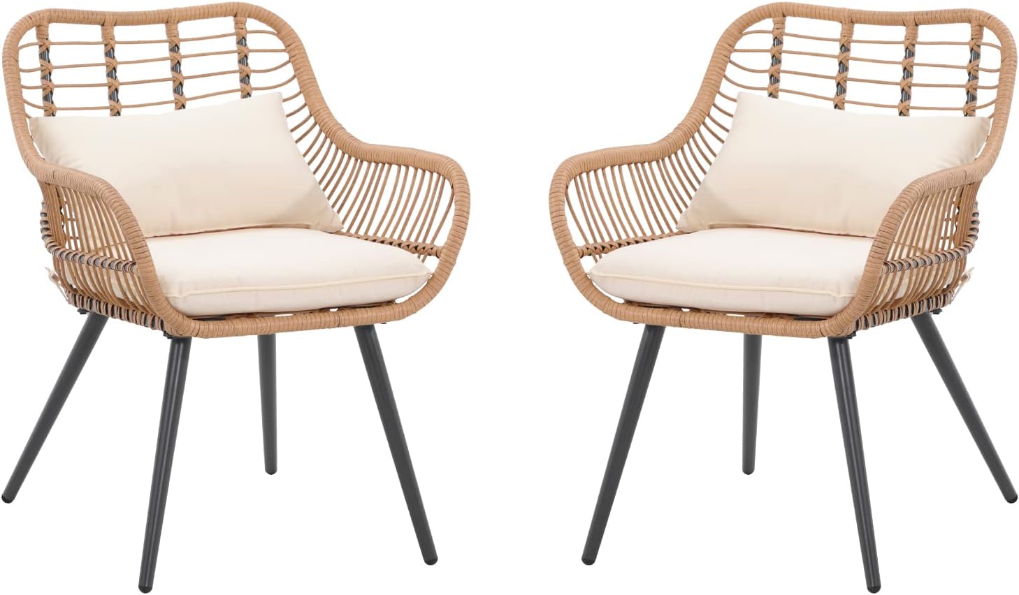 Verano Garden Set of 2 Patio Dining Chairs, Outdoor Wicker Seating Set with Soft