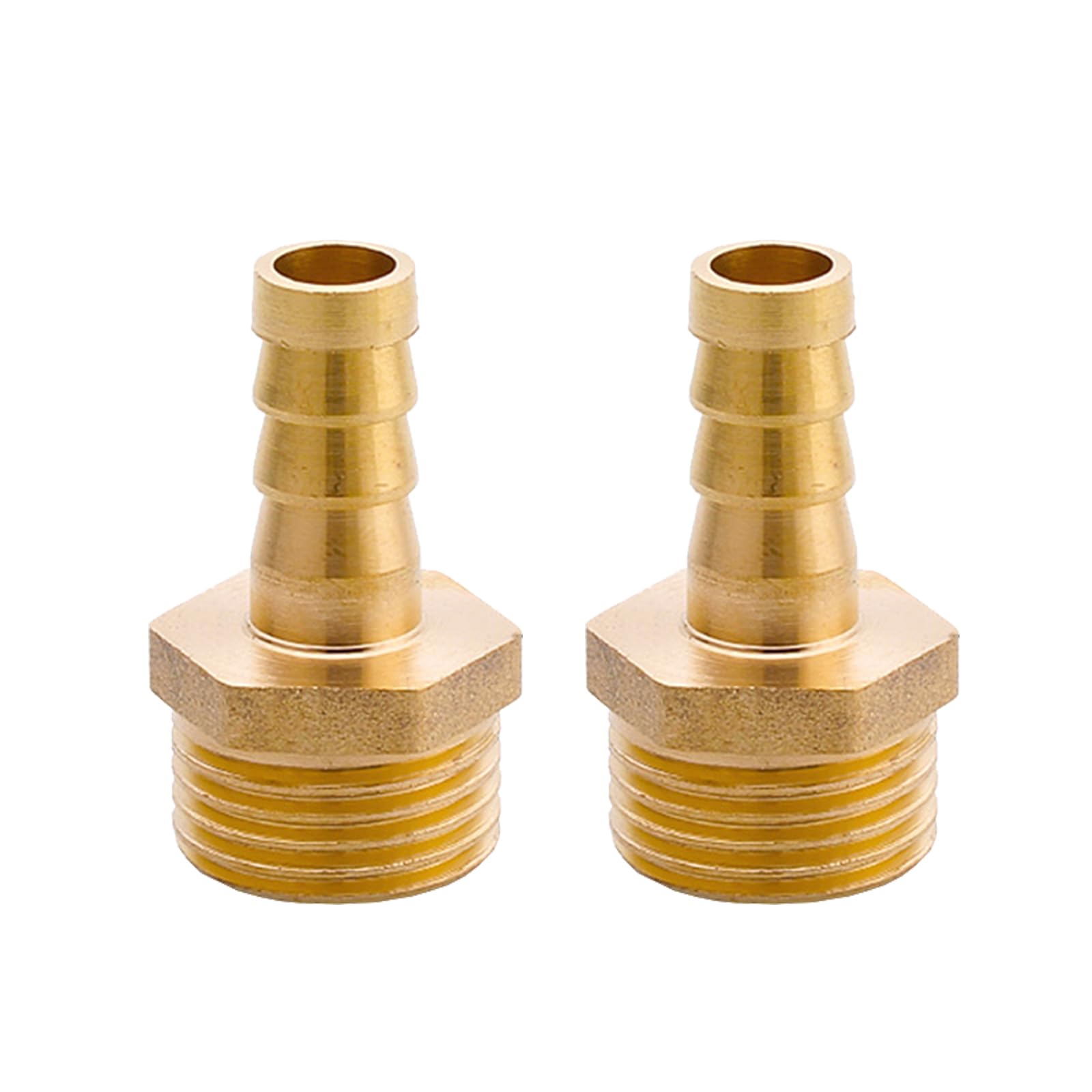 TopHomer 2PCS Brass Barb Hose Fitting, G 1/2 Inch Male Thread Barbed Tail Hose Pipe Connector Adapter, Garden Hose Coupler Joint for Fuel Air Gas Water Oil (10mm)