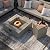 SUNBURY Outdoor Propane Fire Pit, Square Patio Fire Table 50,000 BTU Fire Pit for Outside in Gray w 20 Gallon Tank Cover, Glass Wind Guard, Waterproof Cover