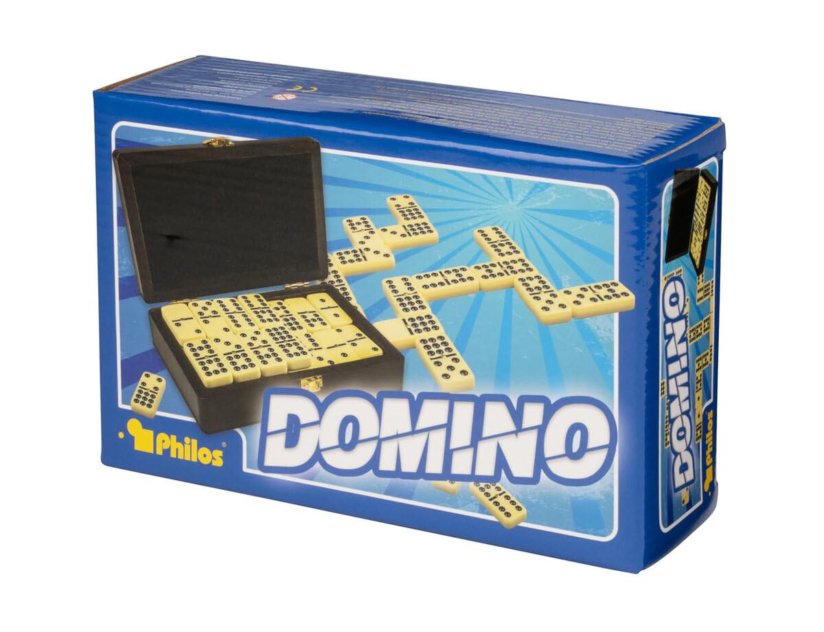 Double 9 Dominoes with Spinners in Smart Wooden Case