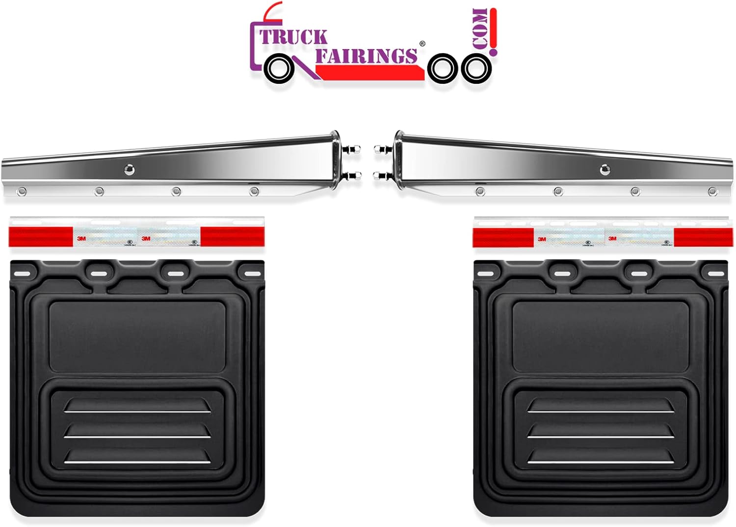 Reflective Strip with 3M Tape for Truck & Trailer with Mudflap Hanger - 2pcs 1 Pair (Straight)