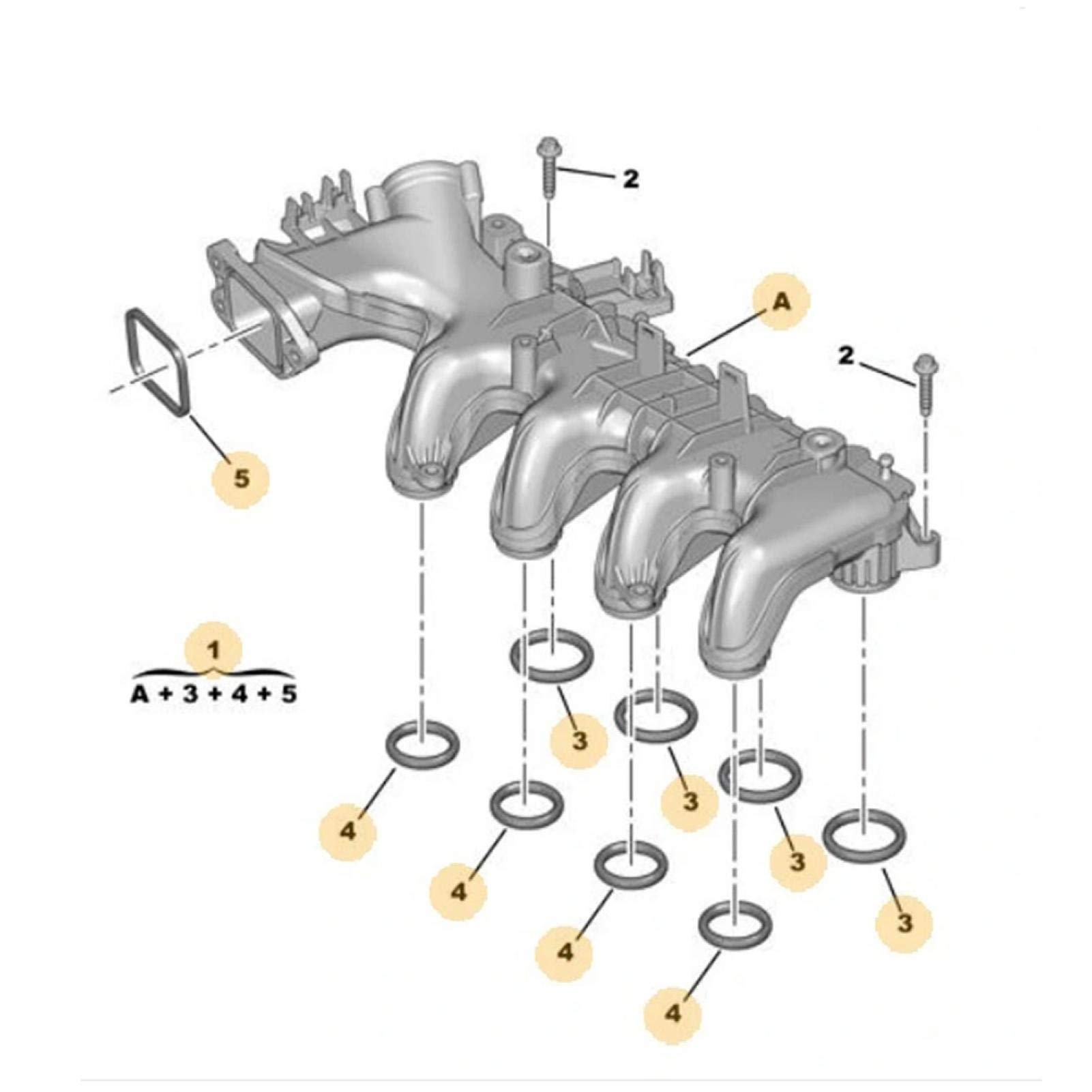 Aramox Collettore di Aspirazione con Guarnizioni per 206 207 307 16 HDI TDCI MK2 16 TDCI 2004 2012 Prodotto Nuovo Preciso e Resistente PA 30% GF NBR