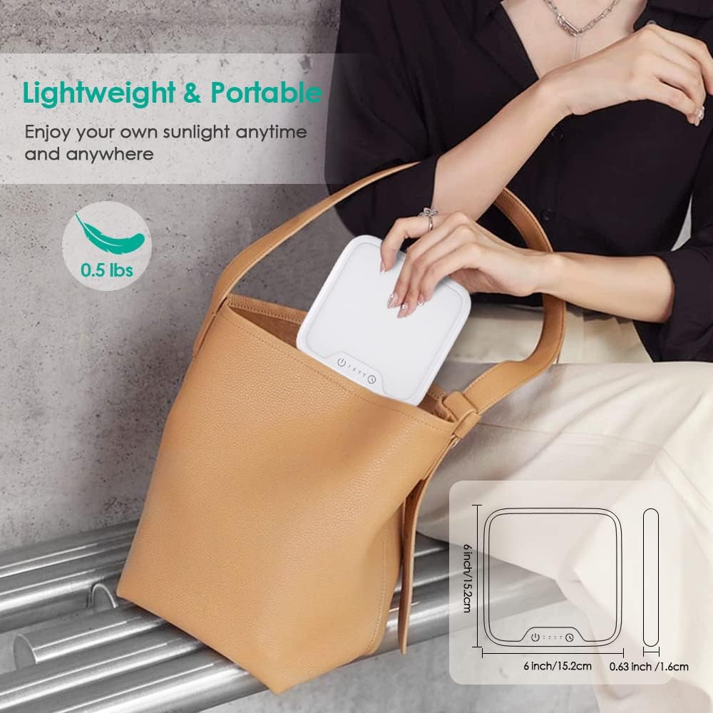 VTHW Lampada per Terapia della Luce, Lampada di Luce Diurna 10000 Lux UV-Free, con Funzione di Memoria & 4 del Timer SAD Light Fototerapia, Controllo Tattile, Dimmer Continuo, 90° Supporto Pieghevole