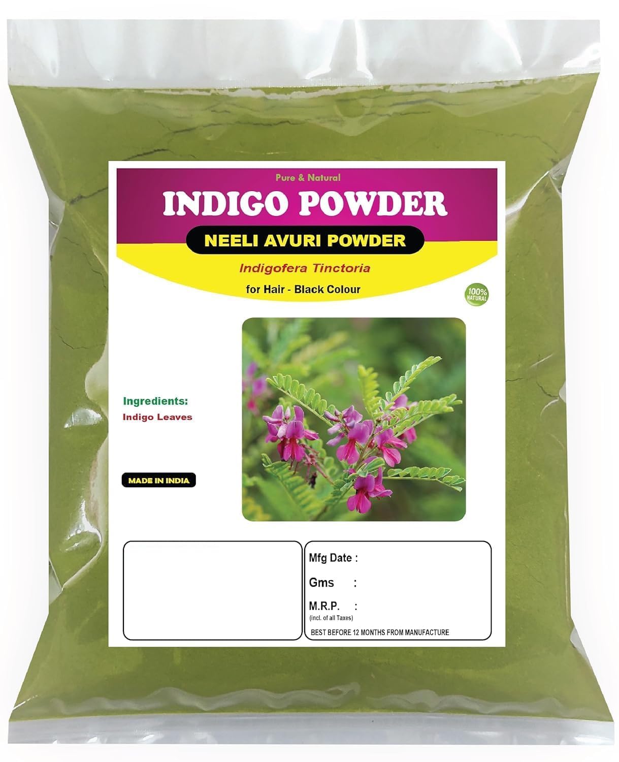 AR Natural Indigo Powder for Hair Black Colour 50 Grams | Neeli Avuri | Neel Patti | Indigofera Tinctoria for Natural Hair Coloring