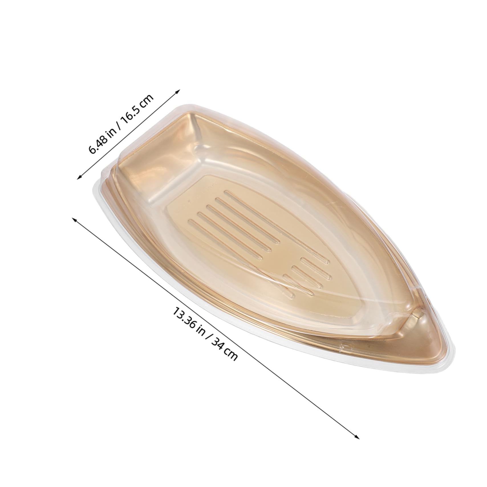 Unomor 10pcs Japanese Sushi Takeout Box Boat-shape Plastic Food Tray Sashimi Plate Sushi Platter Versatile Serving