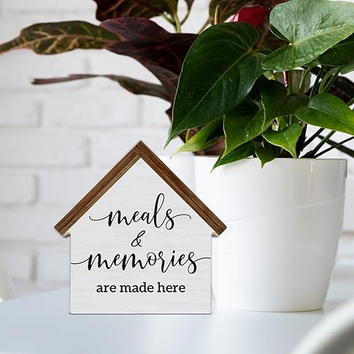 Miniatura 5 de Decoración de cocina de granja, Meals and Memories are Made Here House - Cartel de madera en forma de bloque, decoración rústica de comedor y cocina