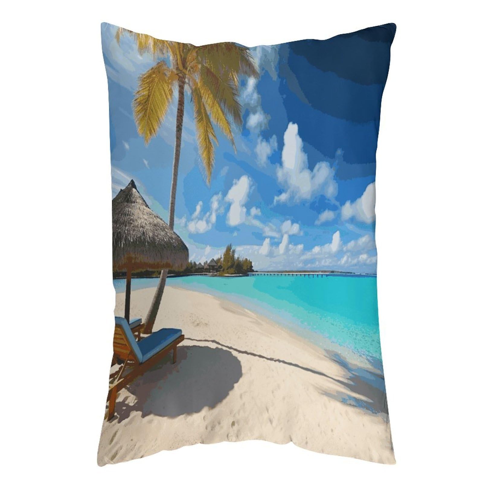 LDGSUPH Tropical Beach Pillow Cases Soft Pillowcase with Invisible Zipper Wrinkle Resistant Pillow Covers Breathable Removable Pillow Protector for Bed Sofa Car 16 "x24