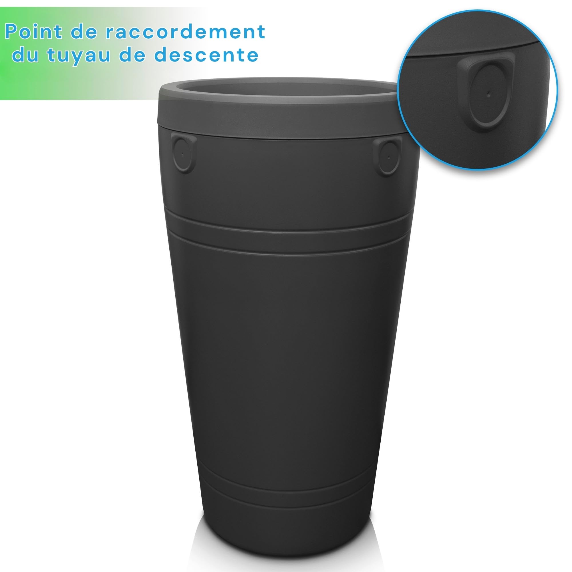 YourCasa Récipient pour Eau de Pluie 230 l - Design Decore - tonneau/réservoir d'eau de Pluie - avec Robinet - récupérateur Eau de Pluie - collecteur Eau de Pluie (Anthracite)