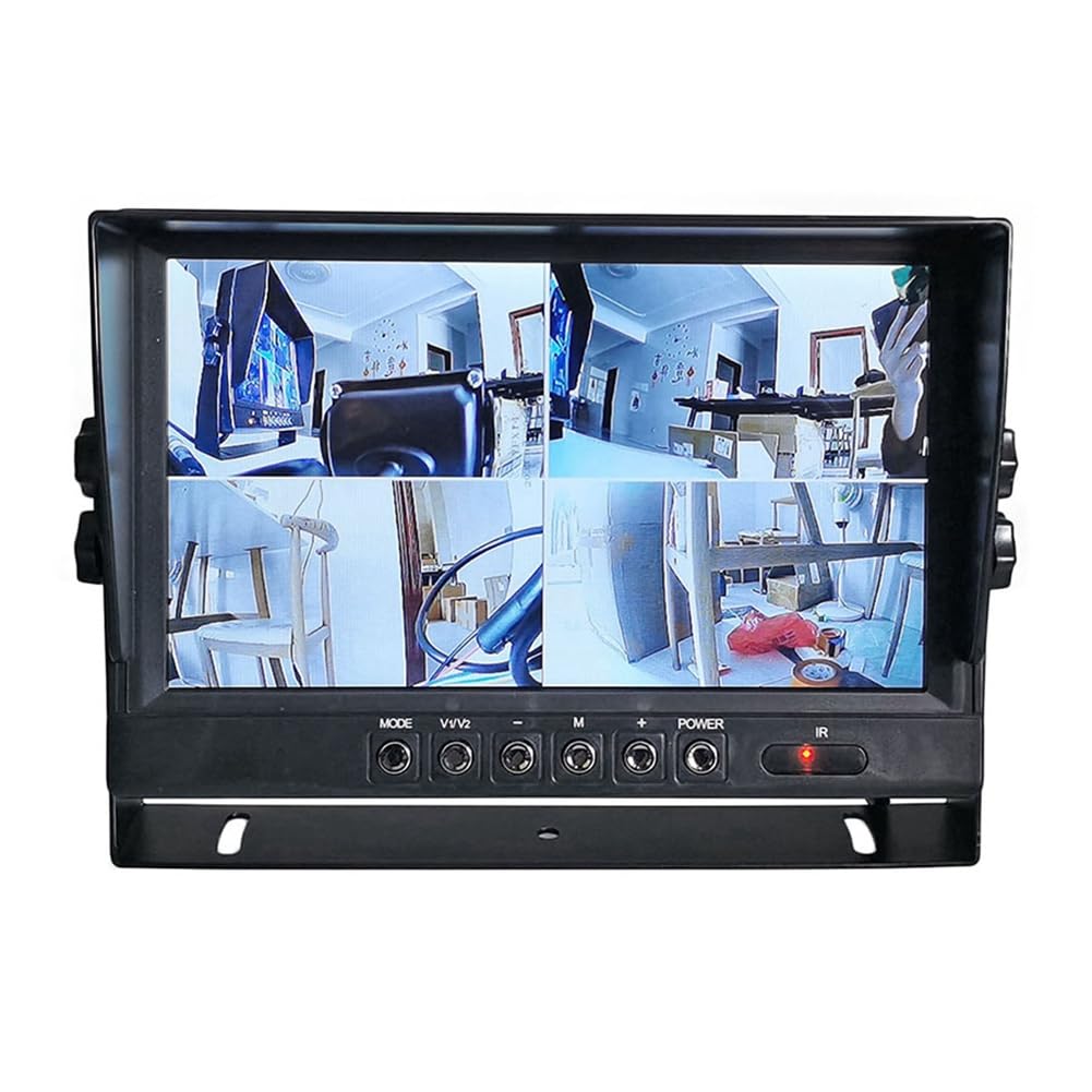 Monitor per Auto da 9" LCD, 4 Canali 4CH, Schermo Diviso Quadrato per Telecamera di Retromarcia per Auto e Camion