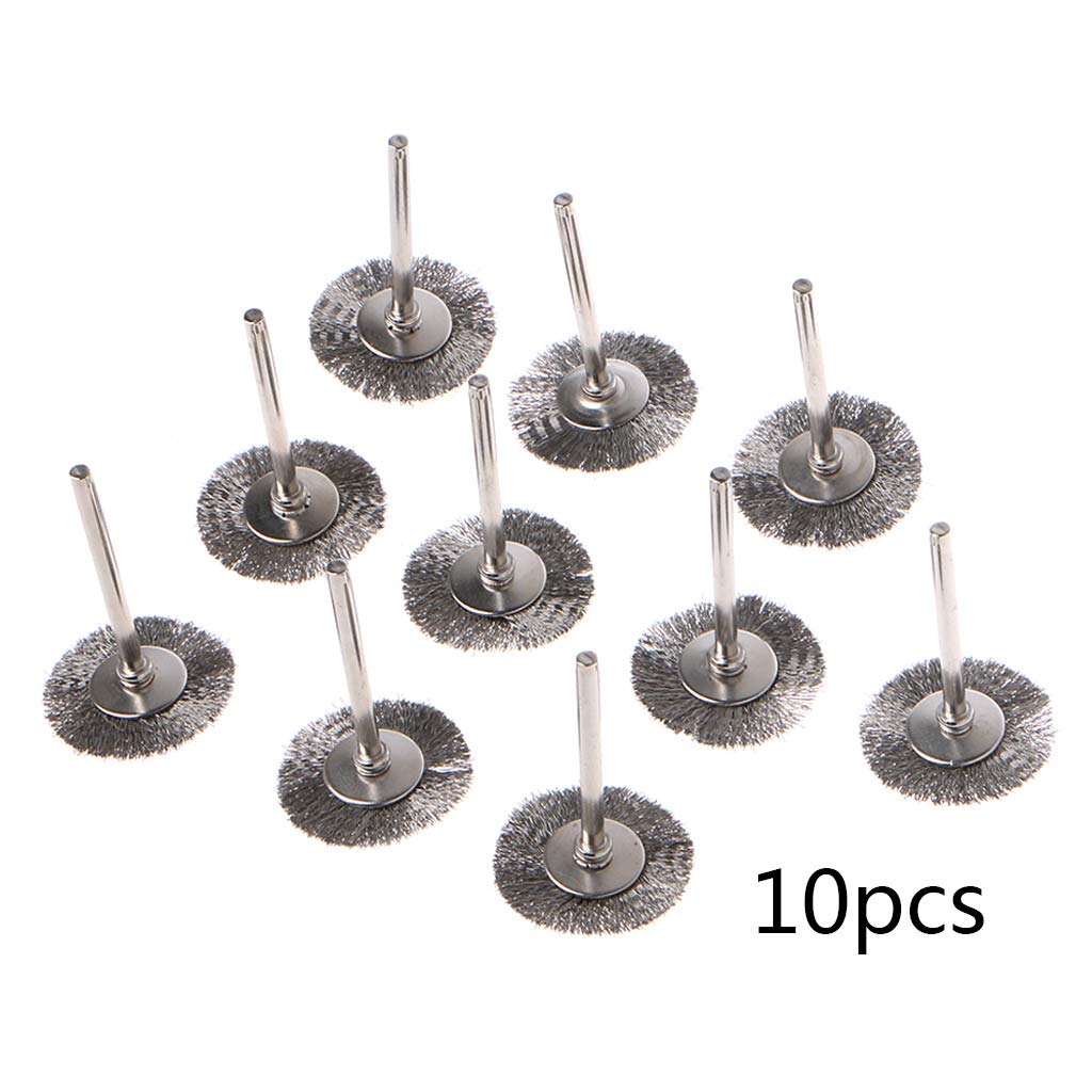 hokojix 10 PCS fessional Stainless Steel Wire T-Shape Brush Rotary Tool for Drill Polishing Accessories