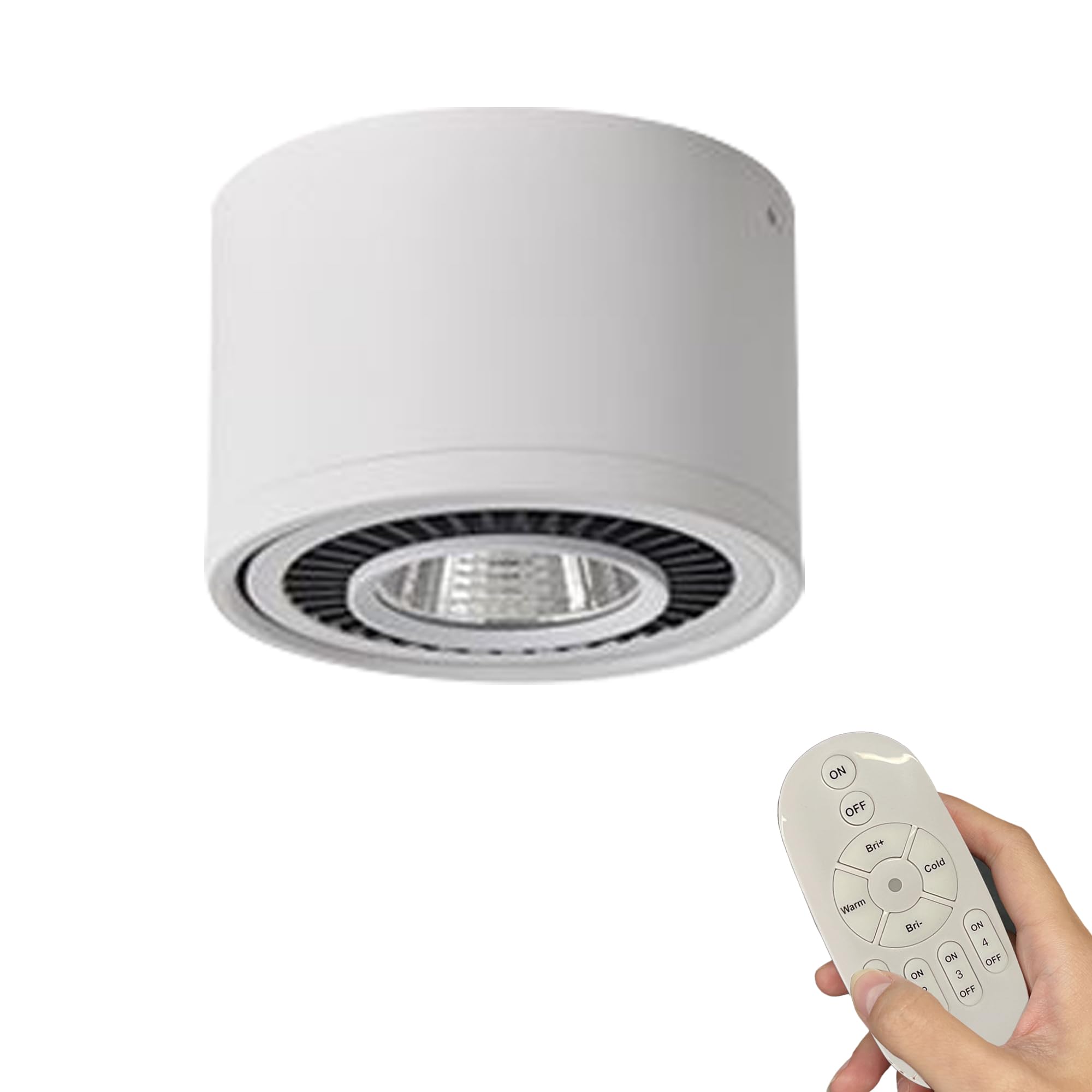 LED Deckenspot Aufbauspot Dimmbar, Aufputz Spots Deckenstrahler aus Aluminium Downlight, Weiß Aufbaustrahler Schwenkbar 230V 7W mit Fernsteuerung für Küche Wohnzimmer Schlafzimmer BD0856