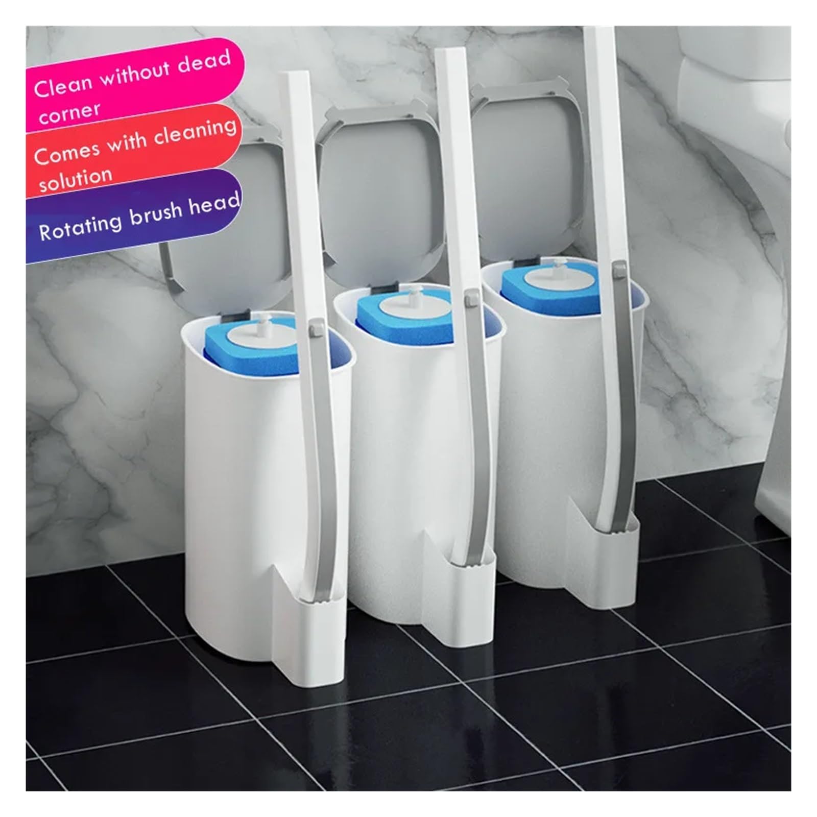 Escobilla WC Cepillo Limpiador de Inodoro con Mango Largo, Cepillo Limpieza for baño Cabezal reemplazable, Accesorios for y(32pcs Heads)