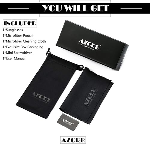 Miniatura 7 de AZorb Lentes de sol polarizados estilo aviador con montura de metal para hombres y mujeres, 100% protección UV 400