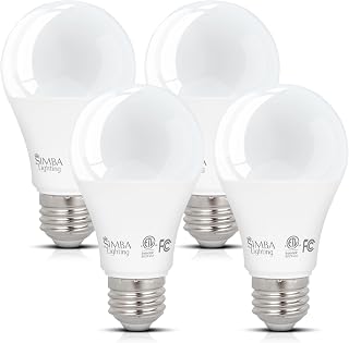 Simba Lighting LED A19 9W 120V ETL Listed Light Bulbs E26, 5000K, 4 Pack | 60W-75W Equivalent, Standard Size, Energy Efficient, for Home Applications, E26 Medium Base, Daylight