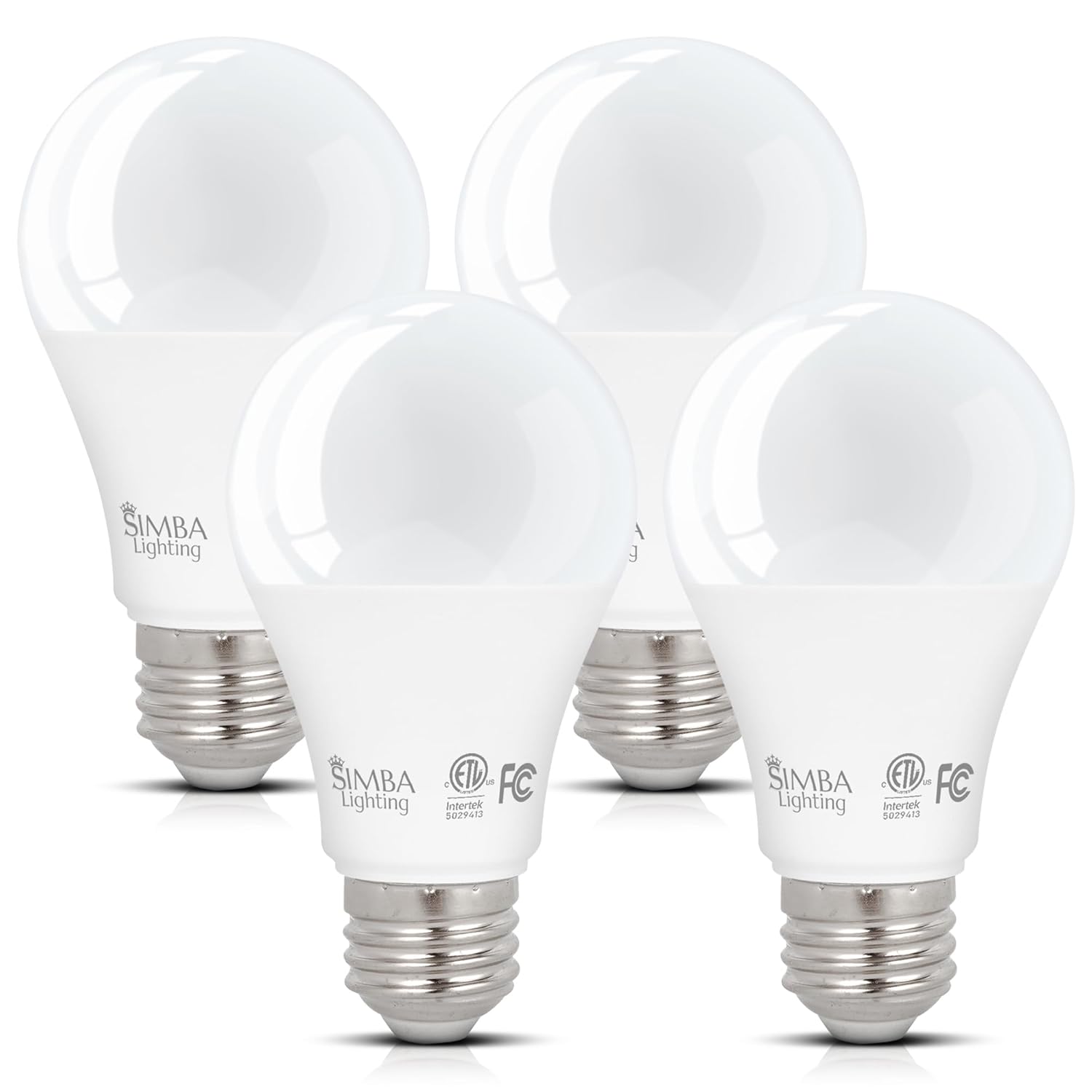 Simba Lighting LED A19 ETL Listed Light Bulbs 4 Pack 9W 60W-75W Equivalent Standard Size Energy Efficient for