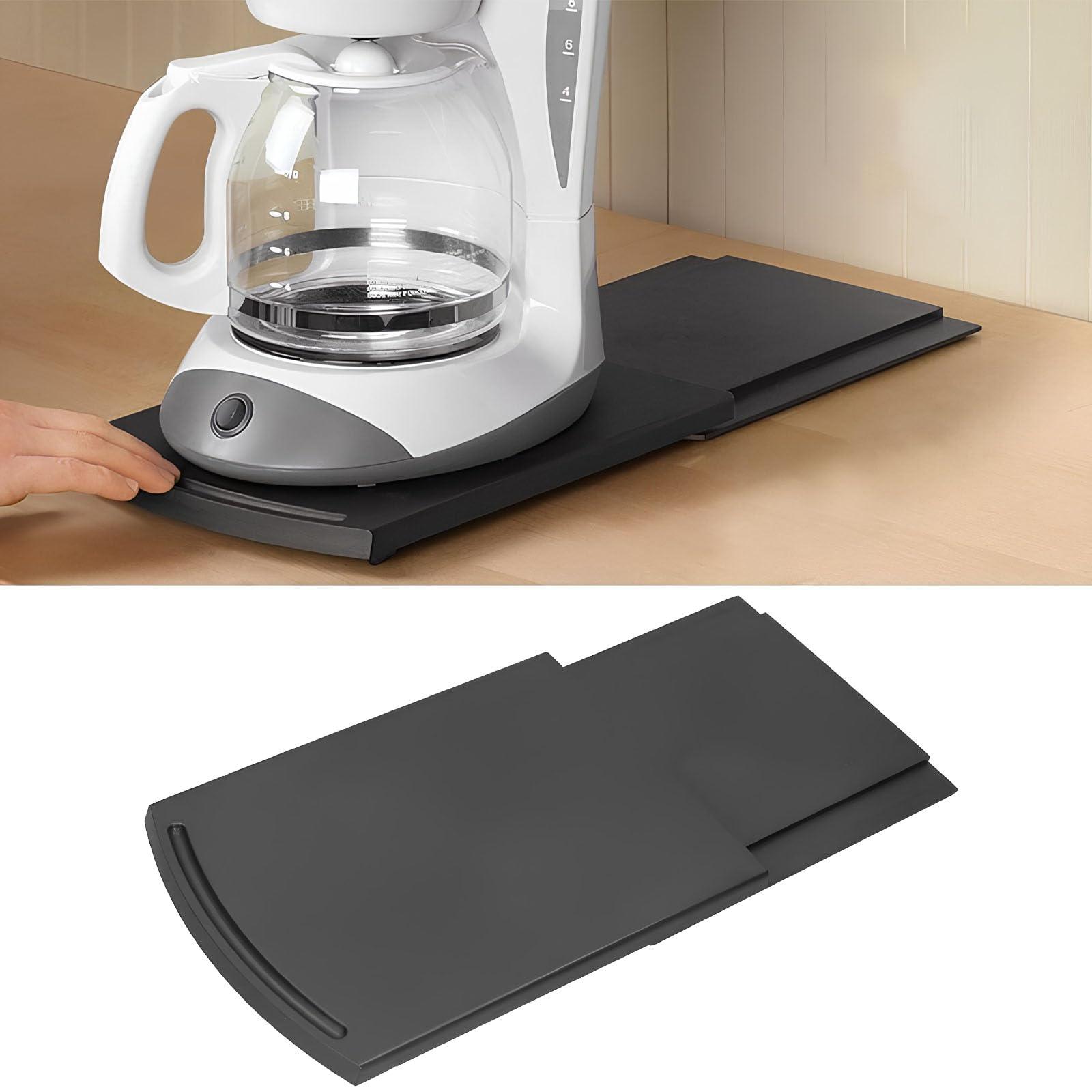 Bandeja de Café Deslizante, Bandeja Deslizante para Café, Alfombrilla Deslizante Máquina de Café, Bandeja Deslizante para Cafetera, para Pequeños Electrodomésticos de Cocina Cafetera Tostadora
