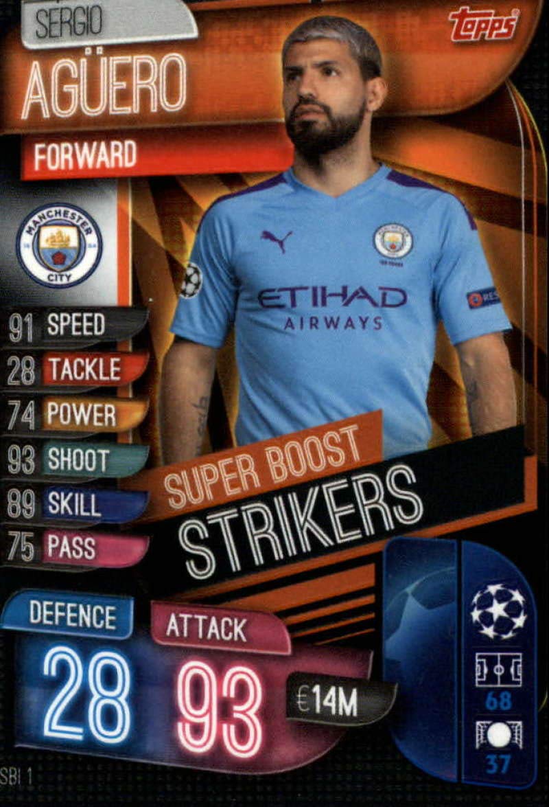 Amazon.com: 2019-20 Topps UEFA Champions League Match Attax Super Boost  Strikers #SBI 1 Sergio Aguero MANCHESTER CITY FC Official Futbol Soccer  Trading Card Game Playing Card : Collectibles & Fine Art