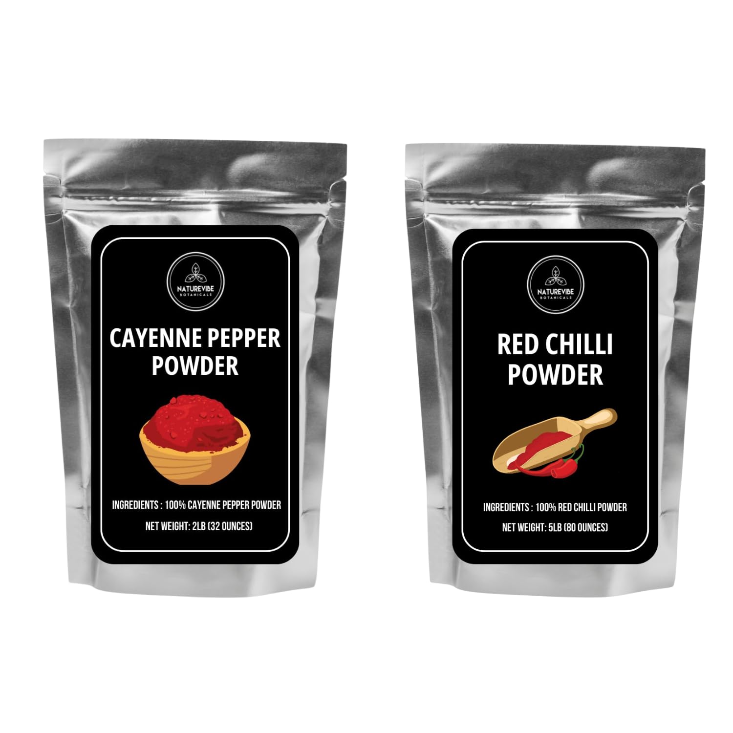 Cayenne Pepper Powder 2lb and Red Chilli Powder 5lb | Bulk Spice Combo | Fine Ground, Freshly Packed, Cooking & Seasoning | Value Combo Pack